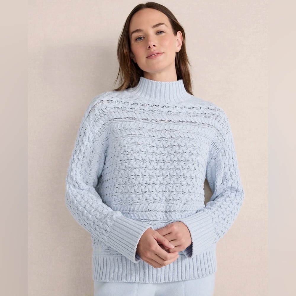 🪻Haven Well Within light blue organic cotton mock neck sweater. Size XS. NWT.